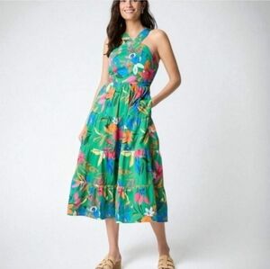 J Crew Factory Printed tiered halter midi dress CK715 Size 14 NWT